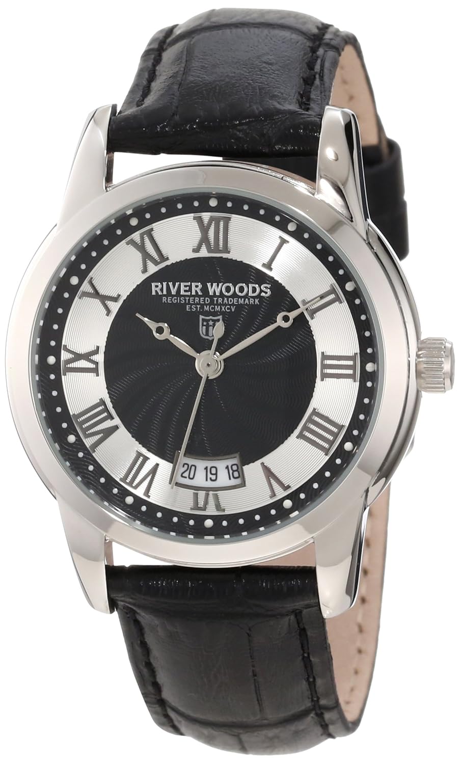 river woods 男式 rw 4 l 码 bd lb 日期黑色皮革手表