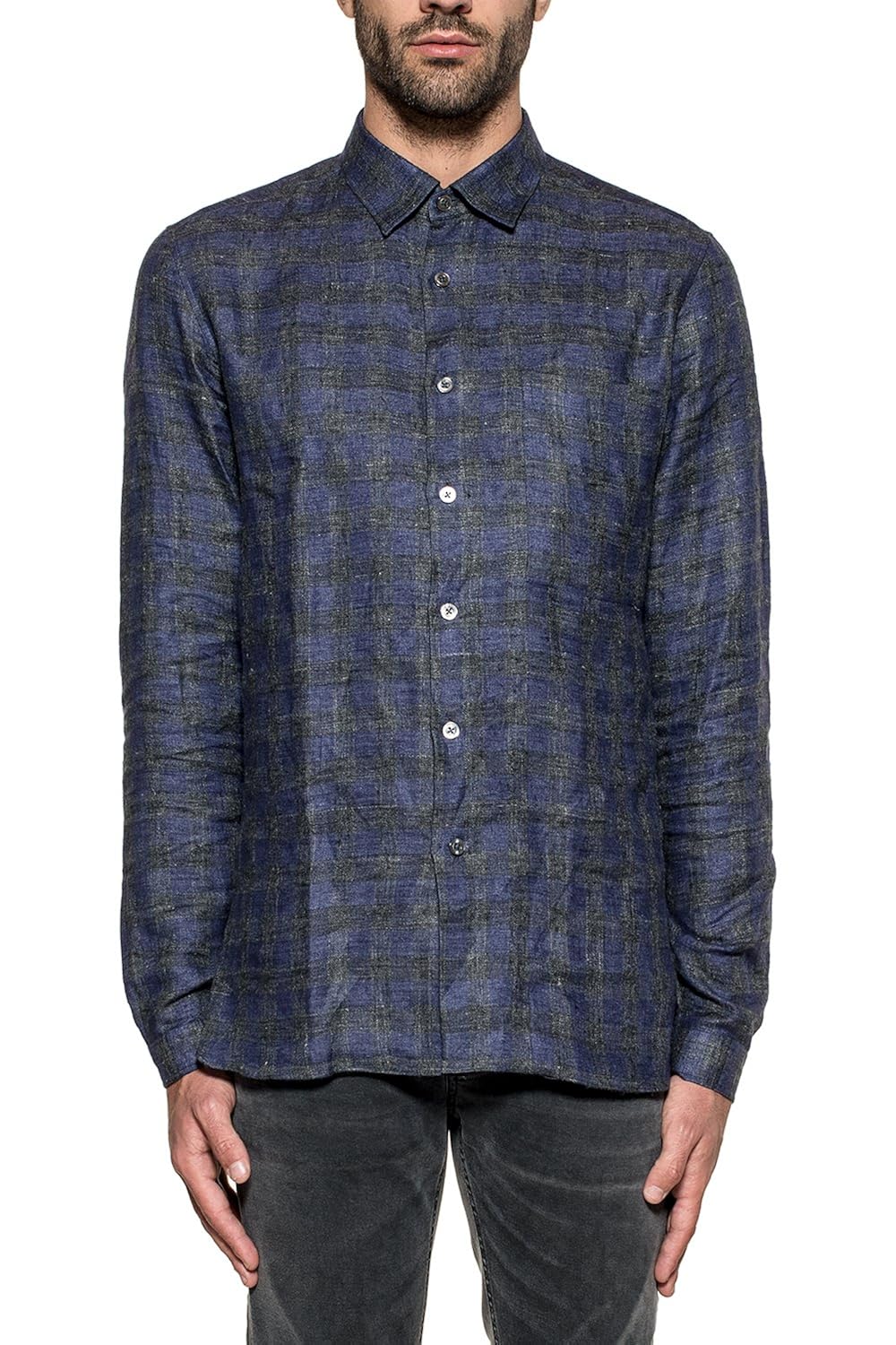 xacus 男人 601ml91341007 蓝色 棉 衬衫/意大利直邮【亚马逊海外卖家