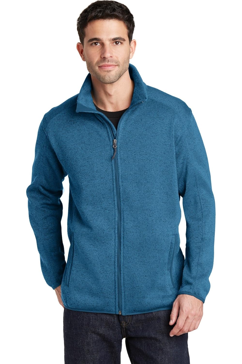 port authority mens sweater fleece jacket (f232) -medium blu