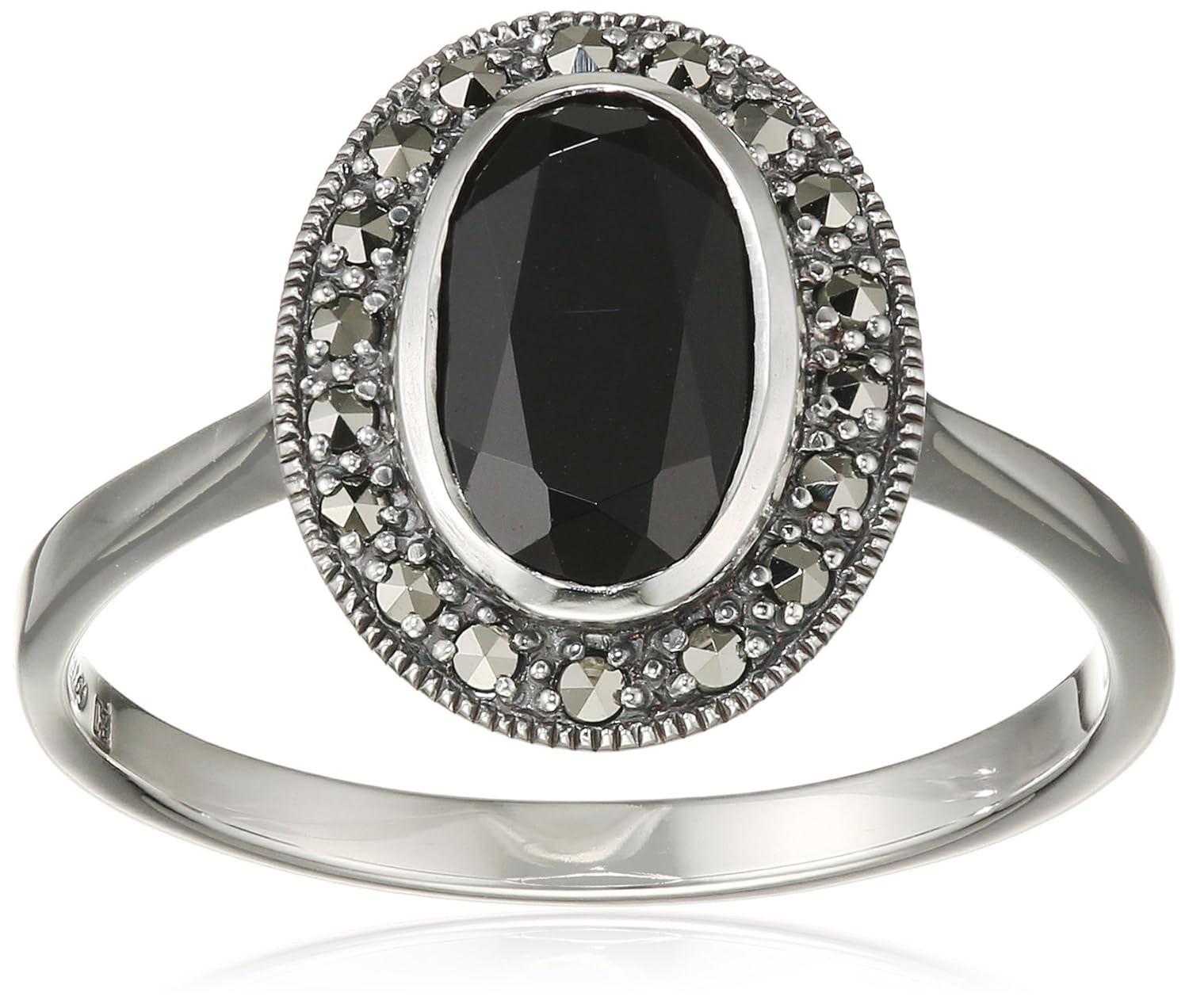 esse 马克赛石戒指925纯银黑色 spinel 和白铁矿尺码60 ( 19.