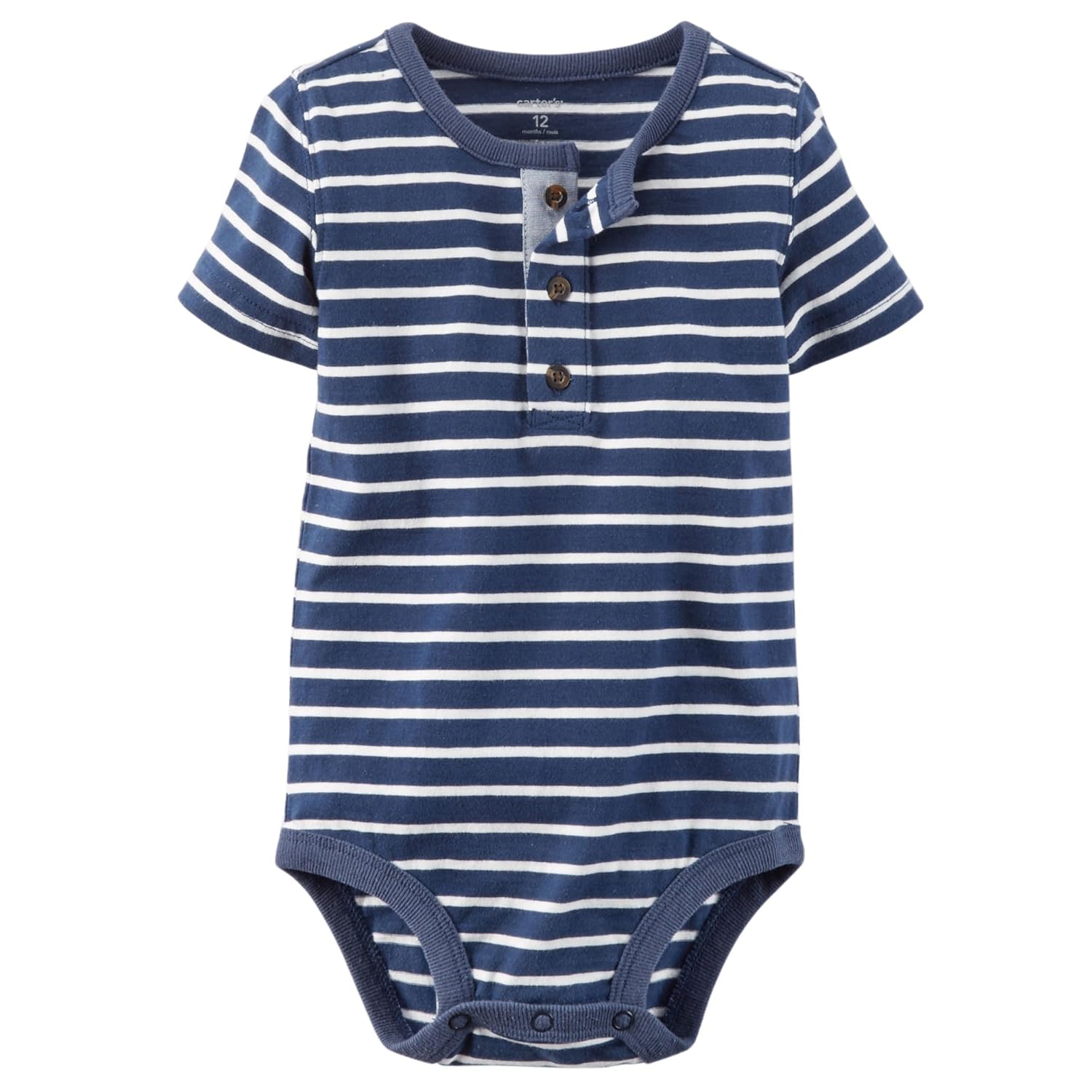 carter  s 婴儿男孩 s / s 条纹亨利连体衣 ; 18 m 码;*蓝