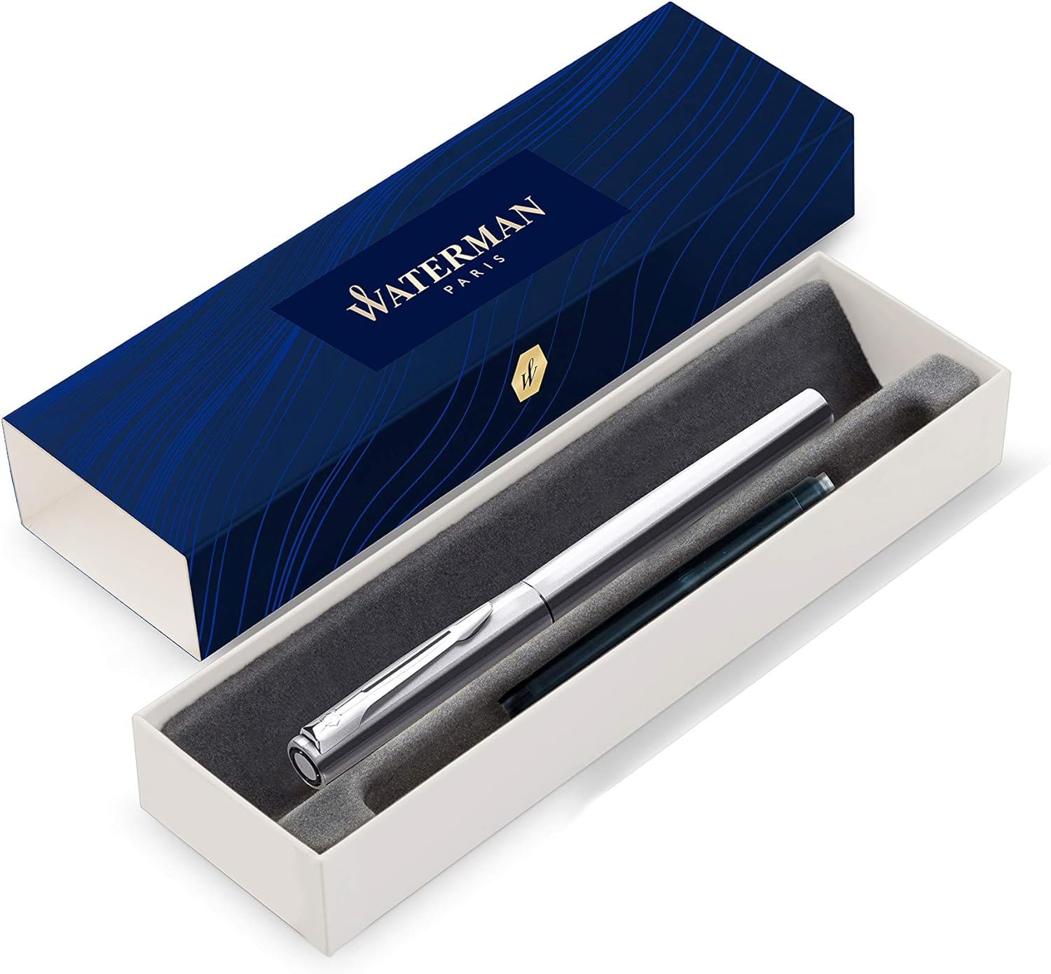 waterman 威迪文 graduate chrome 镀铬钢笔 f尖 蓝色墨胆*1