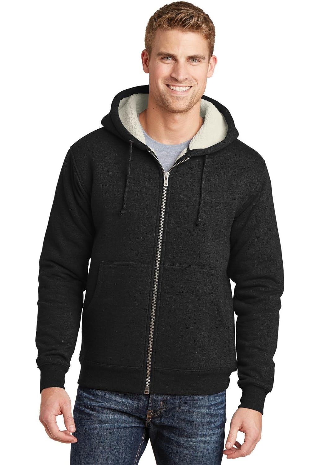 cornerstone cs625 sherpa-lined fleece jacket - black - 2xl