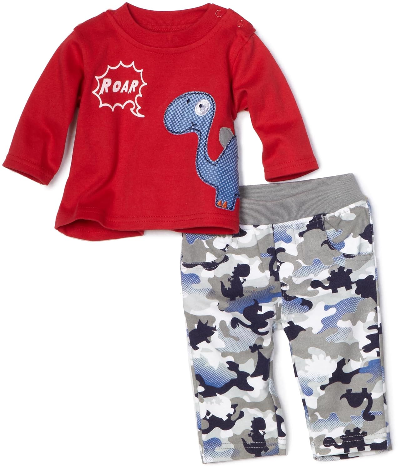little rebels 男宝咆哮恐龙裤子套装 红色 0-3 months