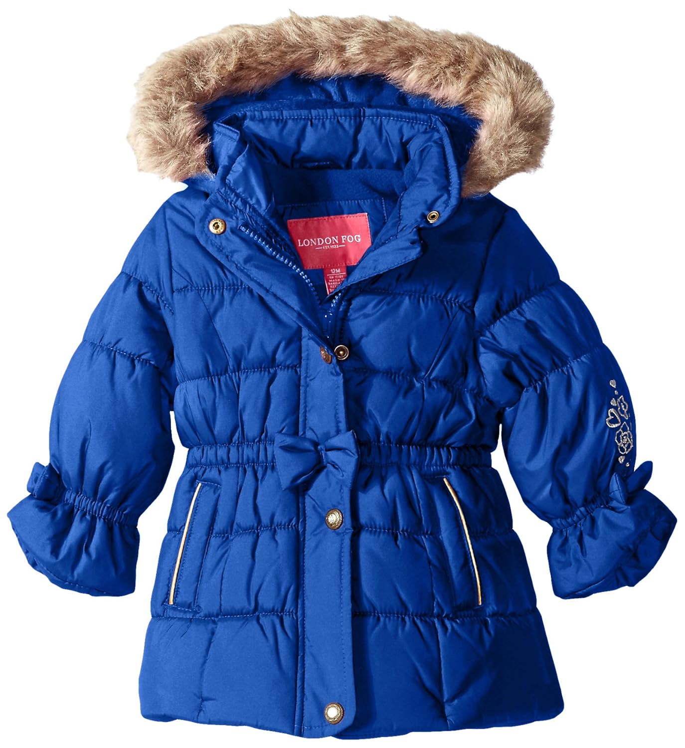 london fog baby girls shiny shimmer poly coat 蓝色 18 个月