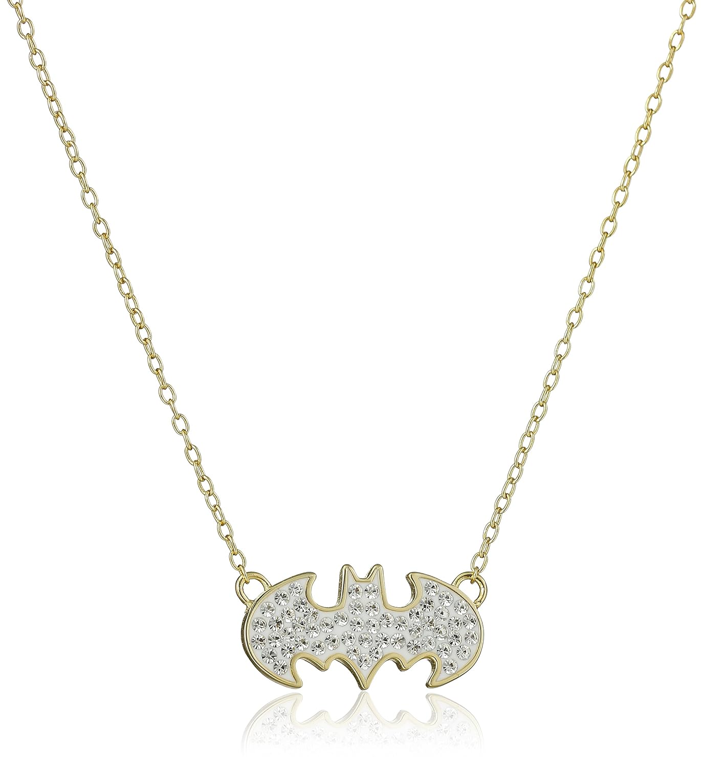 dc comics 18k gold over silver batman crystal pendant necklace