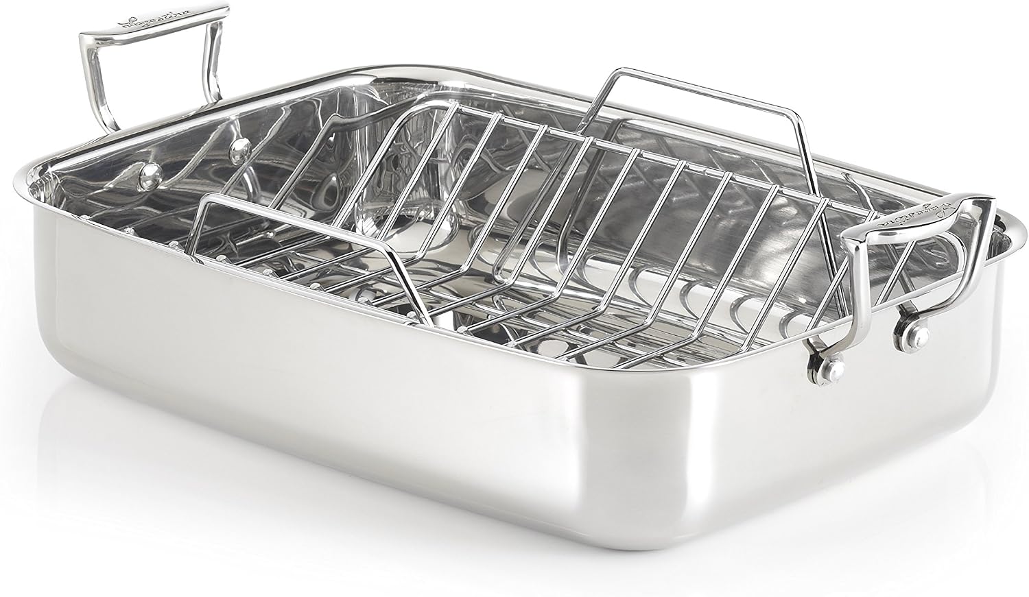 lagostina t9910164 不锈钢 16 英寸长方形烤盘带机架厨具,银色