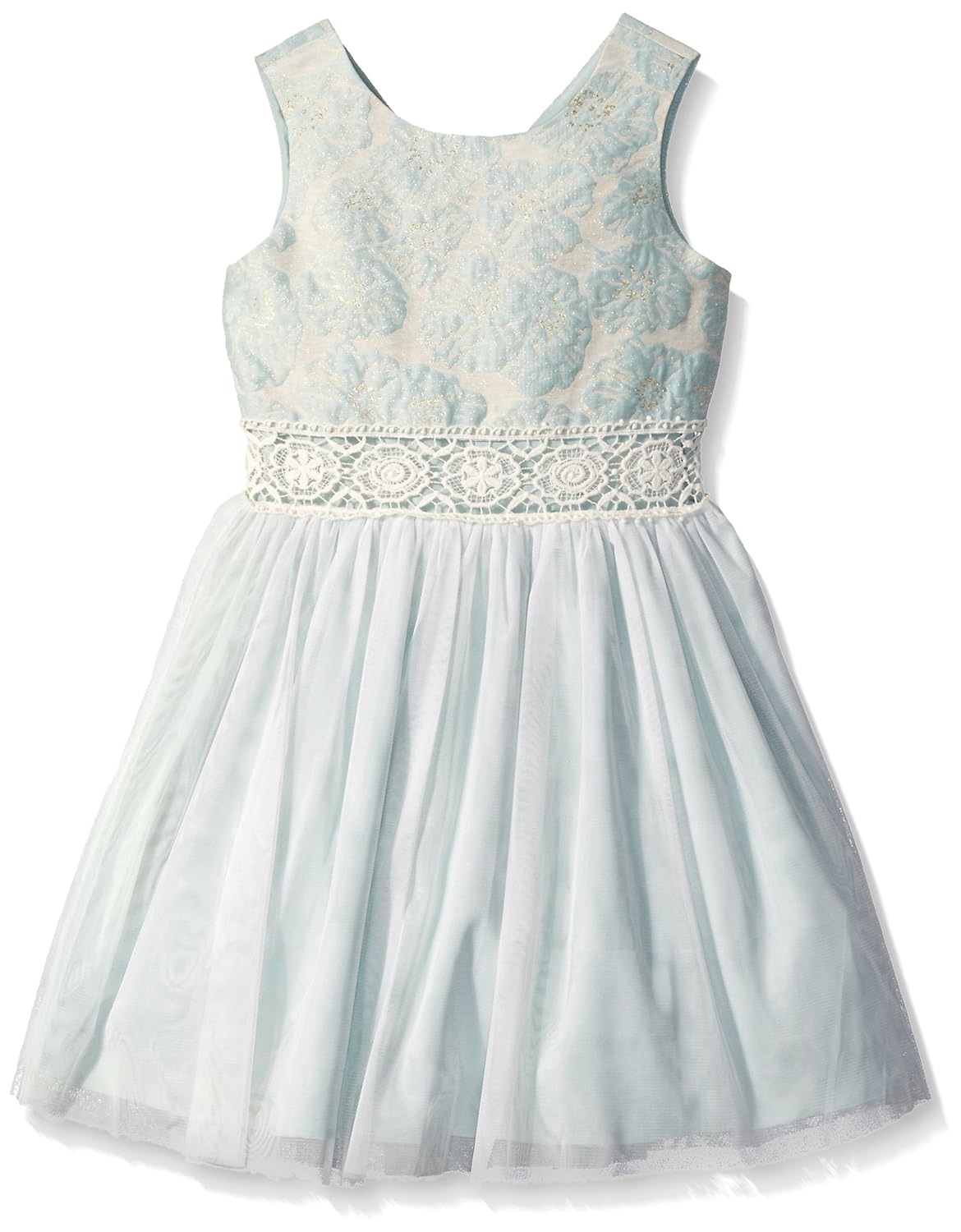 薰衣草女童花卉蕾丝蚊帐连衣裙下摆肩部带装饰和花卉裙