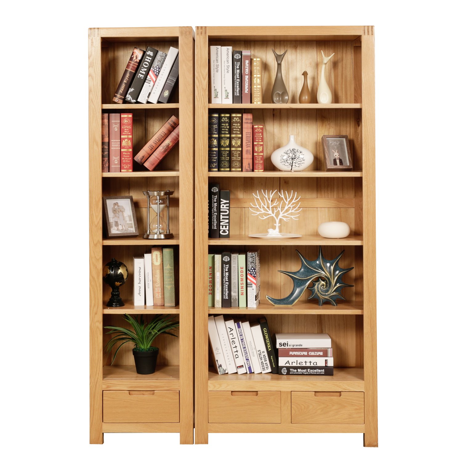 百伽 现代简约实木组合书柜书架书房家具书橱客厅muji白橡木收纳储物