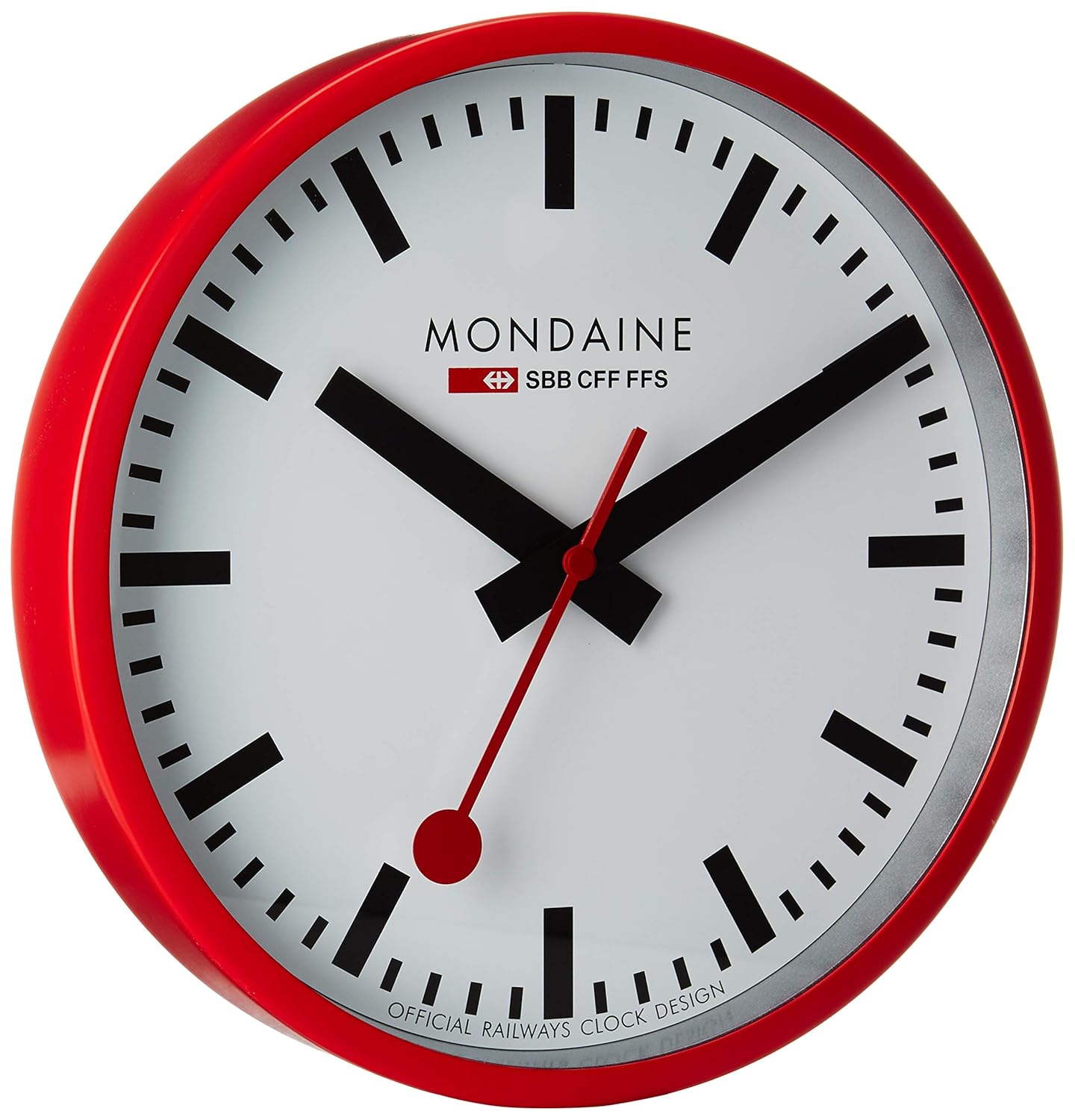 mondaine 瑞士国铁表 瑞士品牌 25cm 经典挂钟红 a990.clock.11sbc