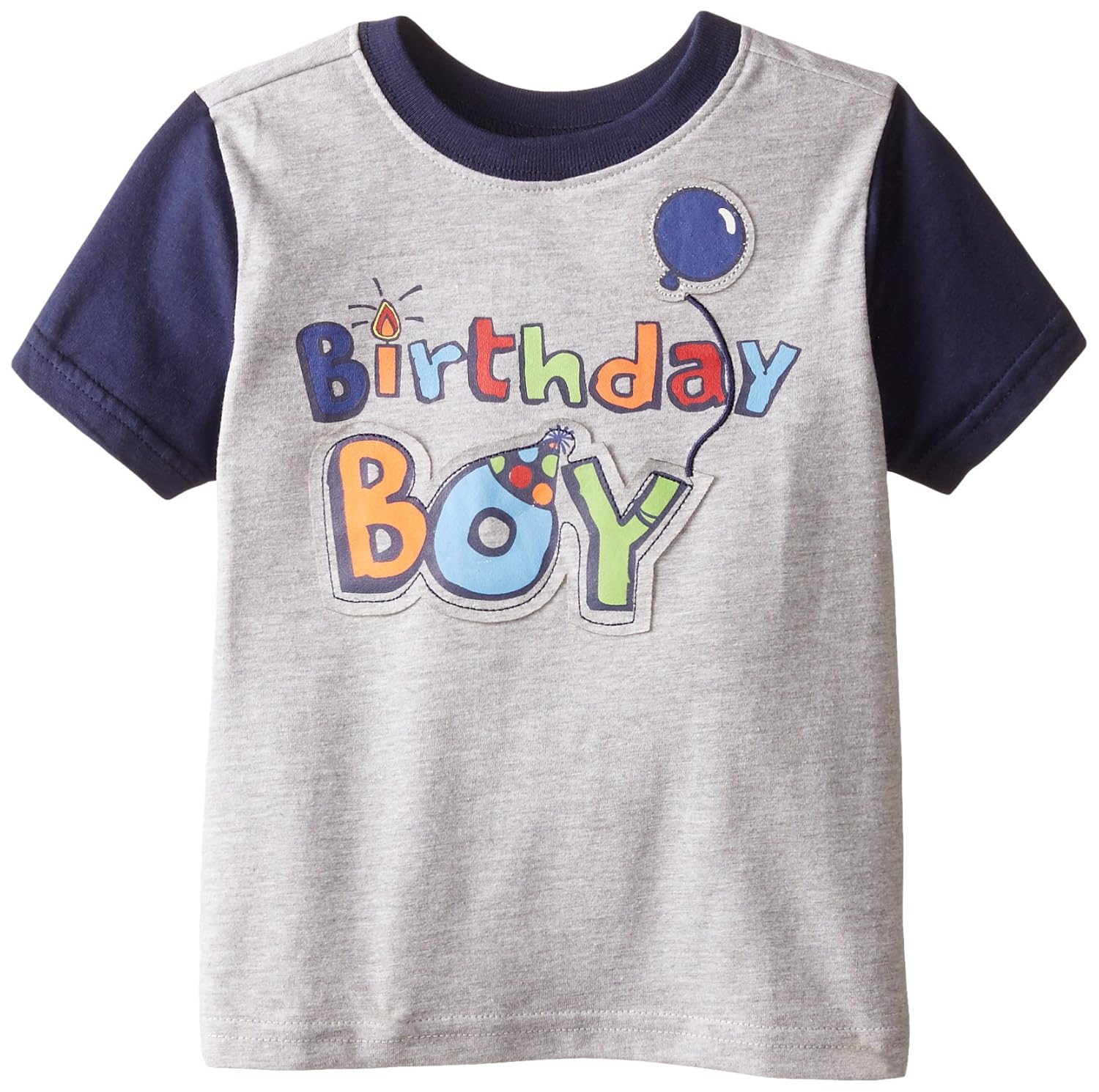 kidtopia 婴儿男孩生日图案 t 恤和气球 heather grey/peacoat 18-24