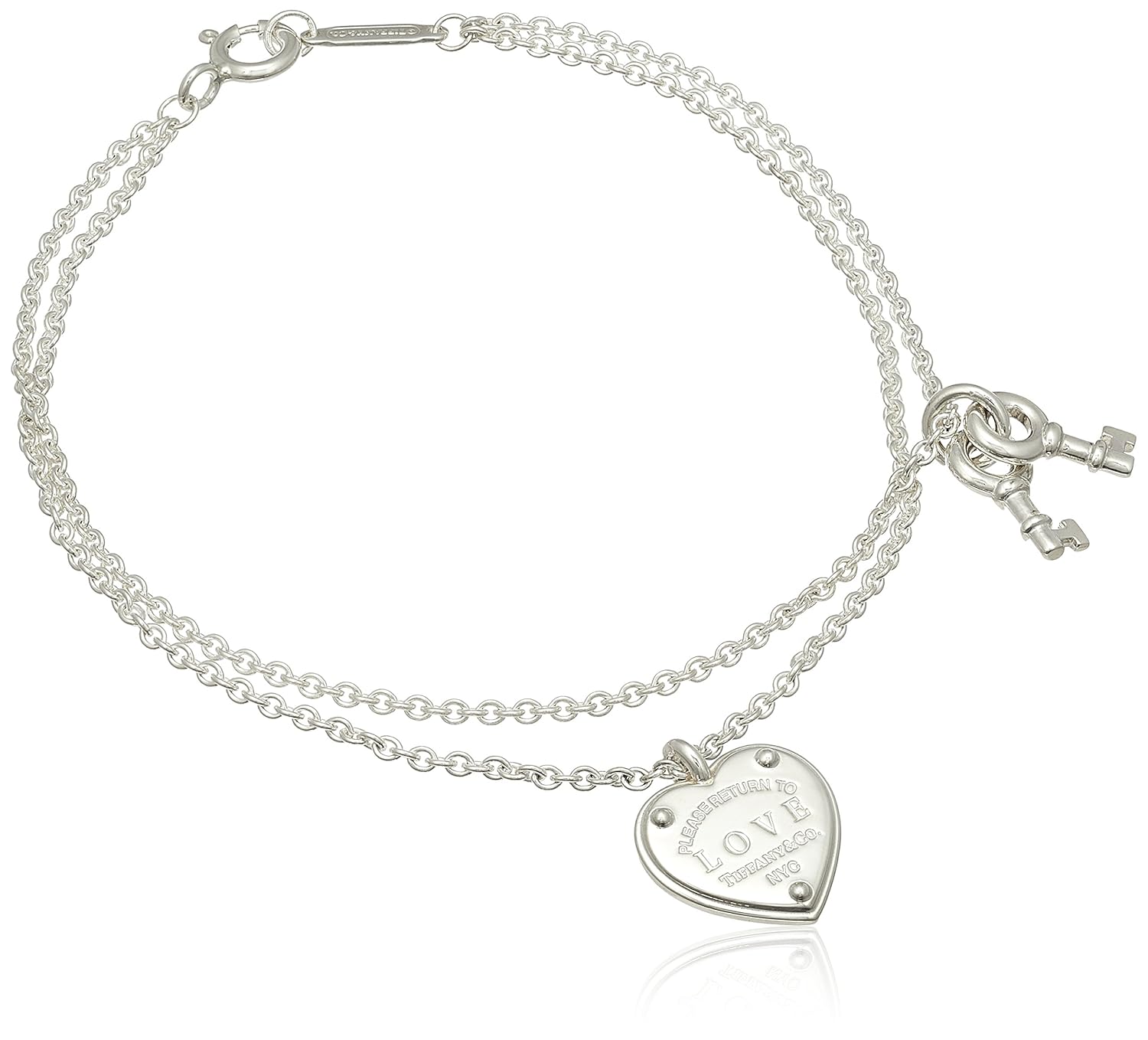 蒂芙尼 纹银 rtt return to tiffany love heart tag key 手链中号