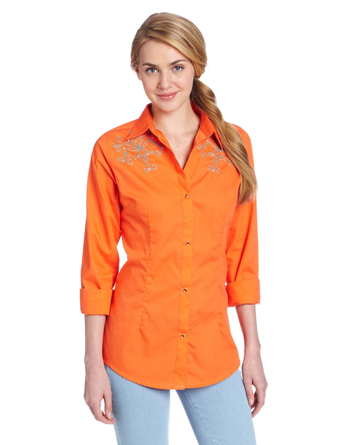 wrangler 女式西部终极性能衬衫 橙色 x-large 【wrangler】 服饰箱包