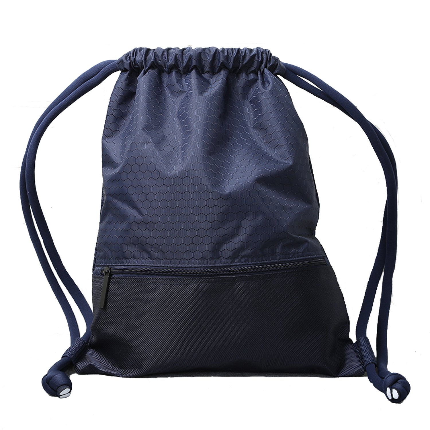 带口袋的双坚固抽绳袋防水健身运动大背包 *蓝 中