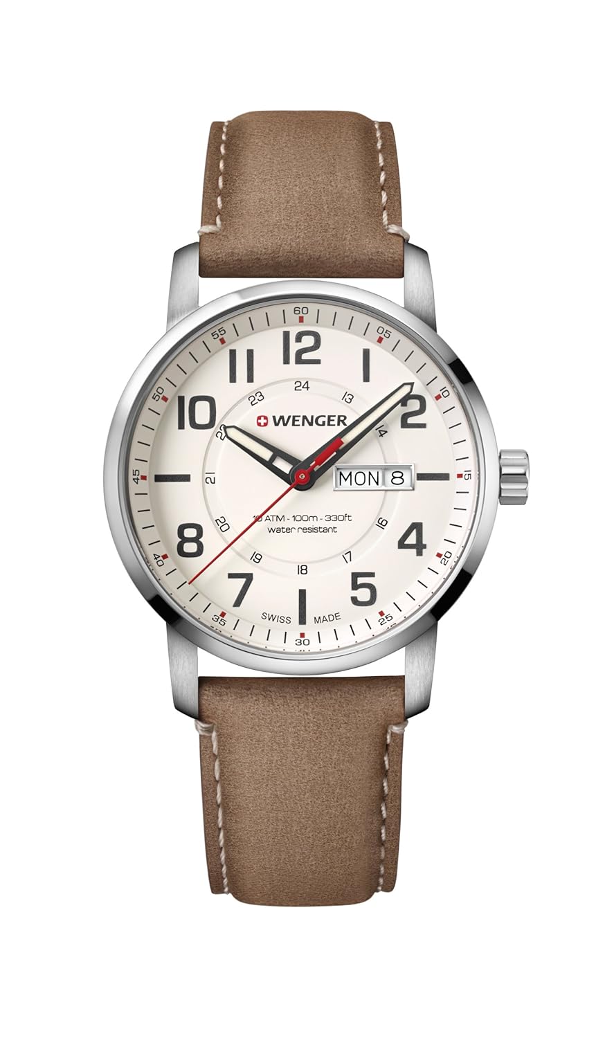 1541.103 mens attitude brown leather strap date watch