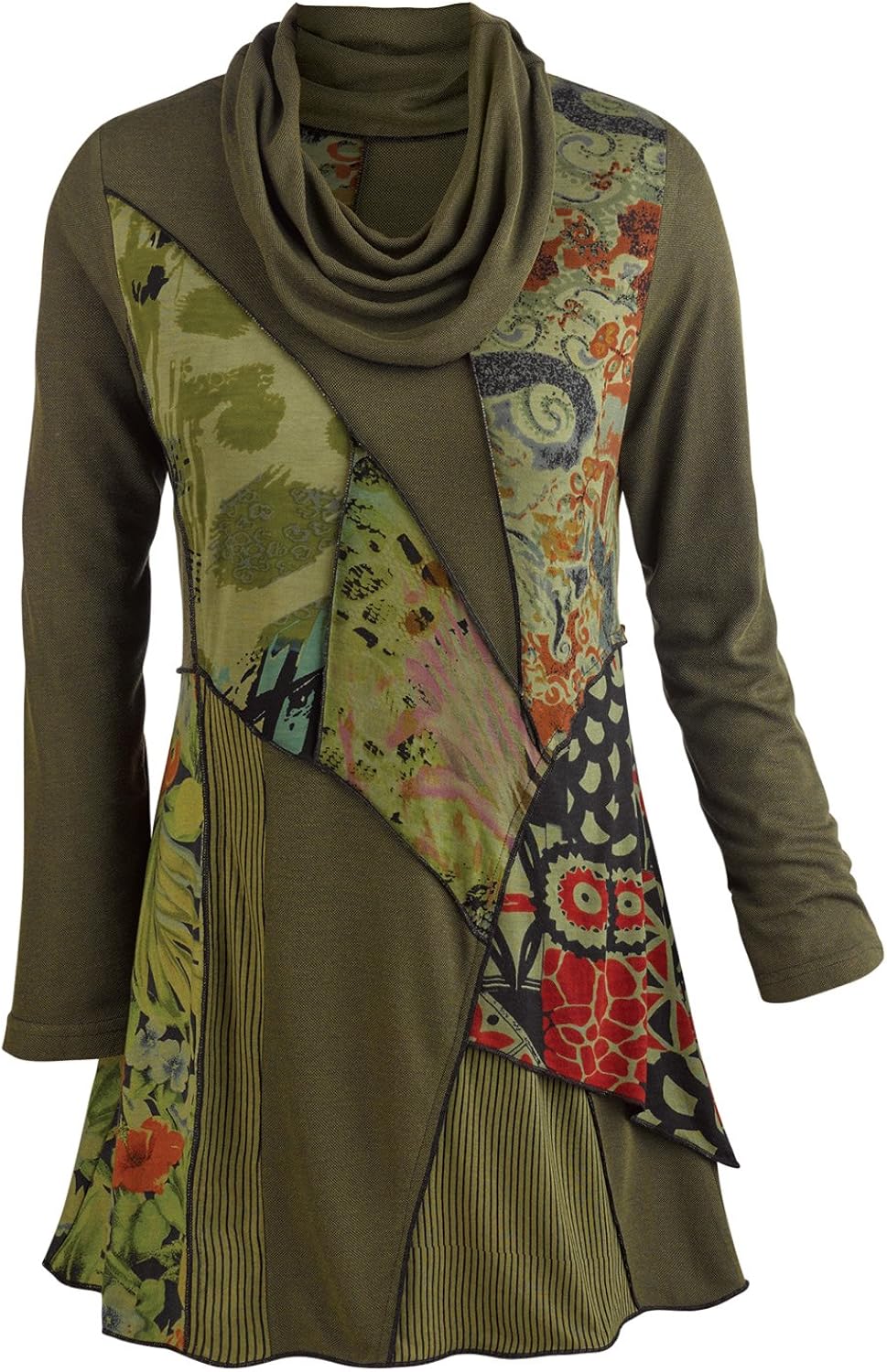 parsley & sage 女式束腰上衣 - we love olive 拼接印花大圆领衬衫