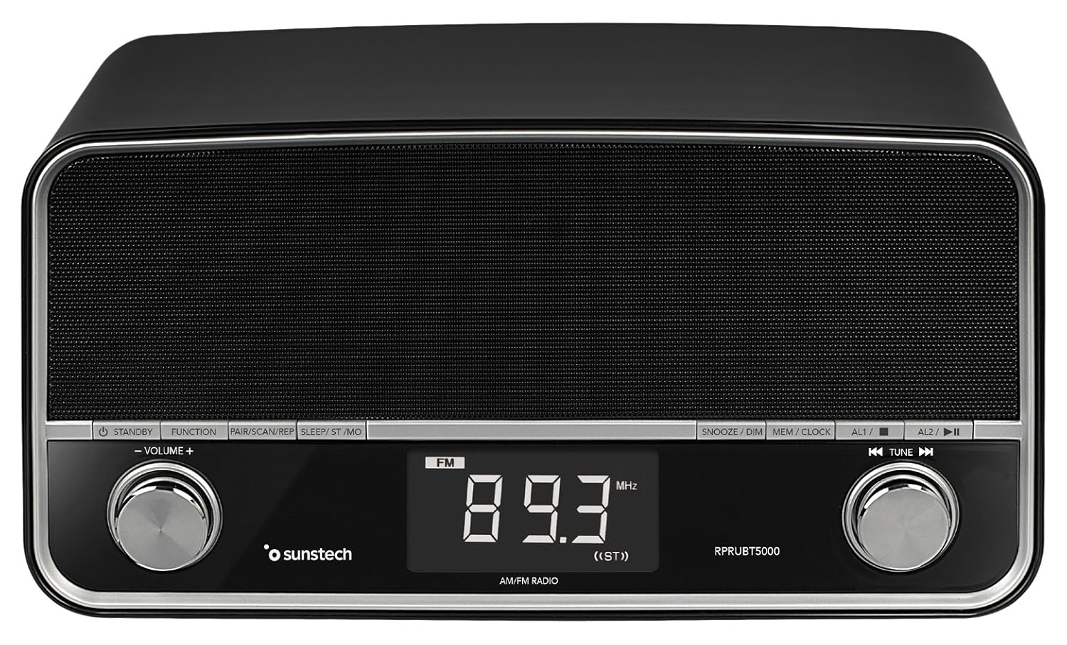 sunstech rprubt5000bk – 复古收音机蓝牙多功能(6 w,报警,usb,aux)