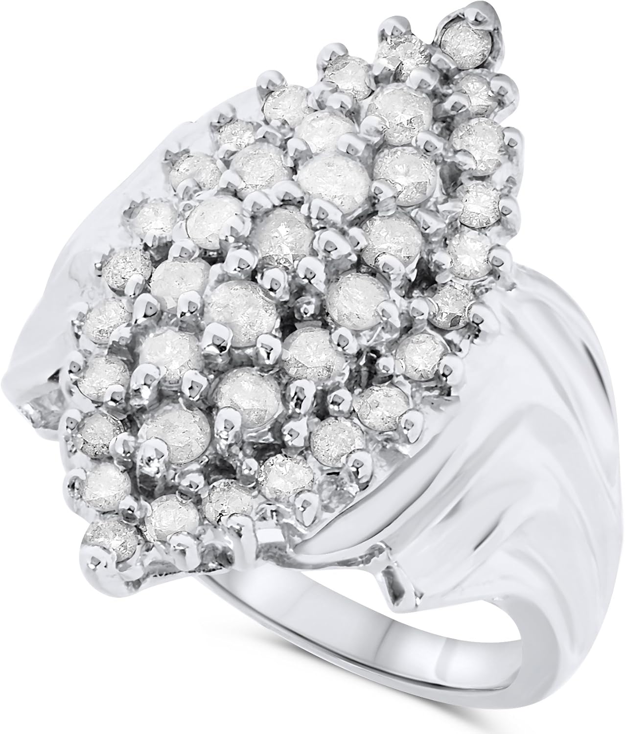 jewelrybliss 14k 白金钻石马眼簇鸡尾*戒指