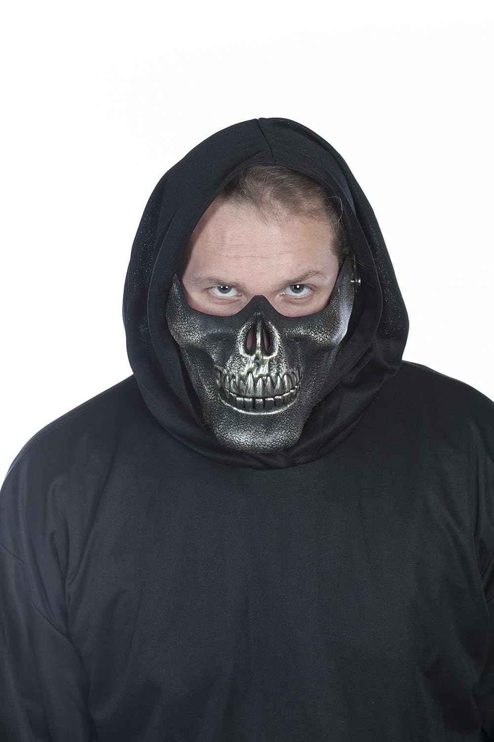 morbid enterprises 黑色骷髅钳口面具 黑色/银色 one size