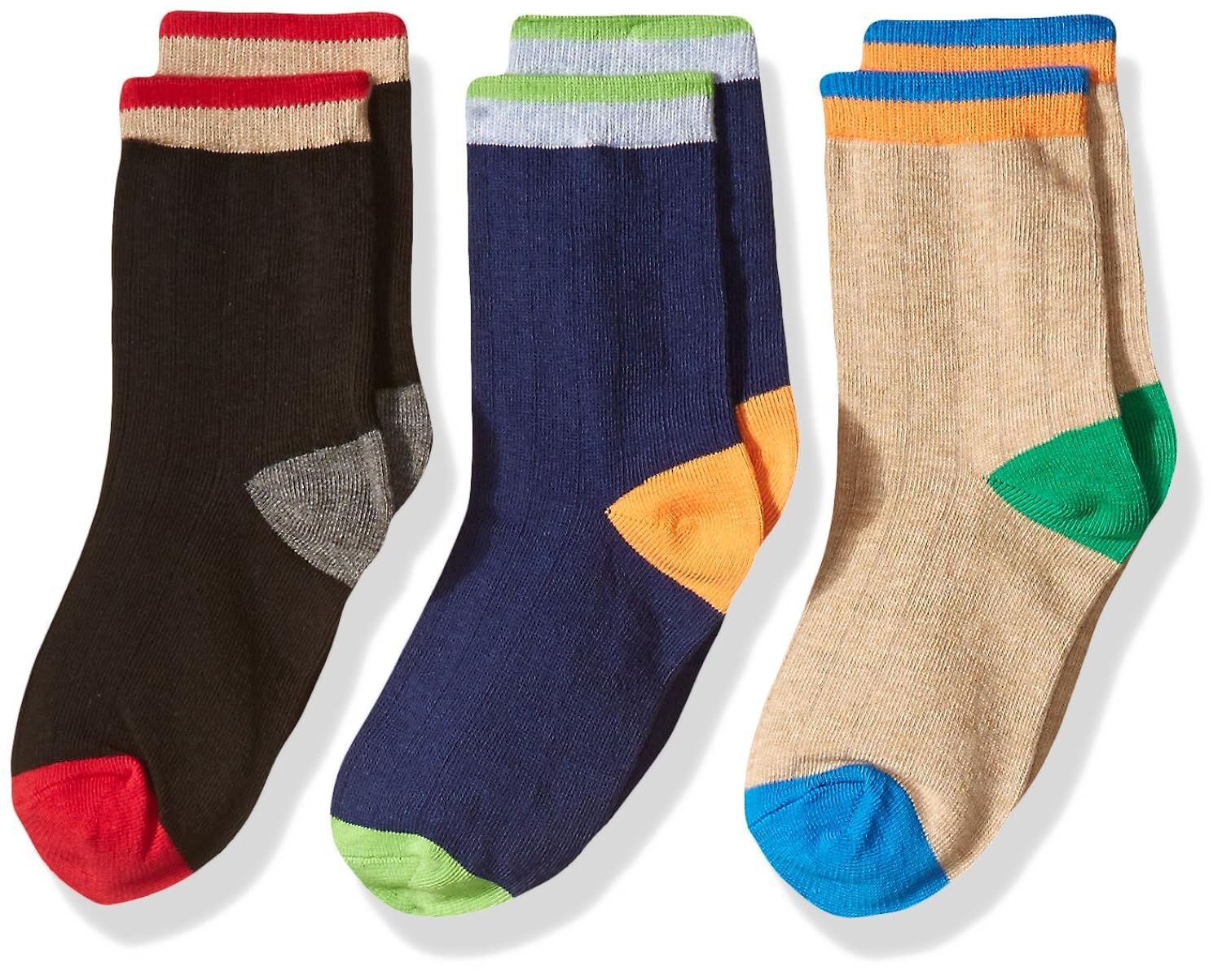 jefferies socks 男孩宽罗纹棉质船袜3双装