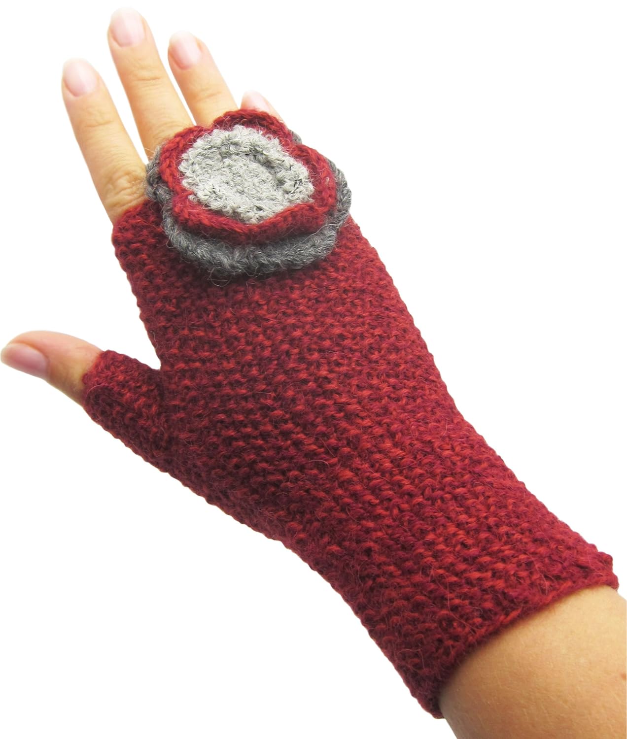 手工纯羊驼无指手套 – *红色(定制订单)