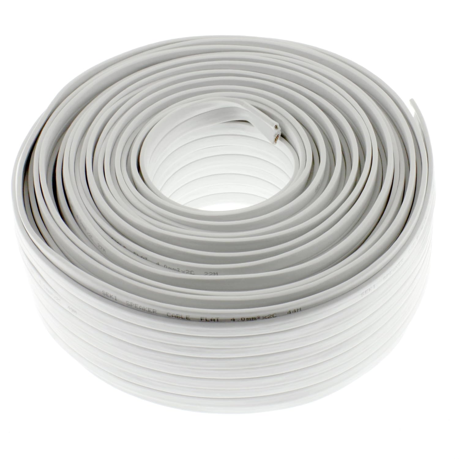 loudspeaker 电缆扁平,2 x 4.0 mm2,白色,50 m,音频电缆,盒子电缆