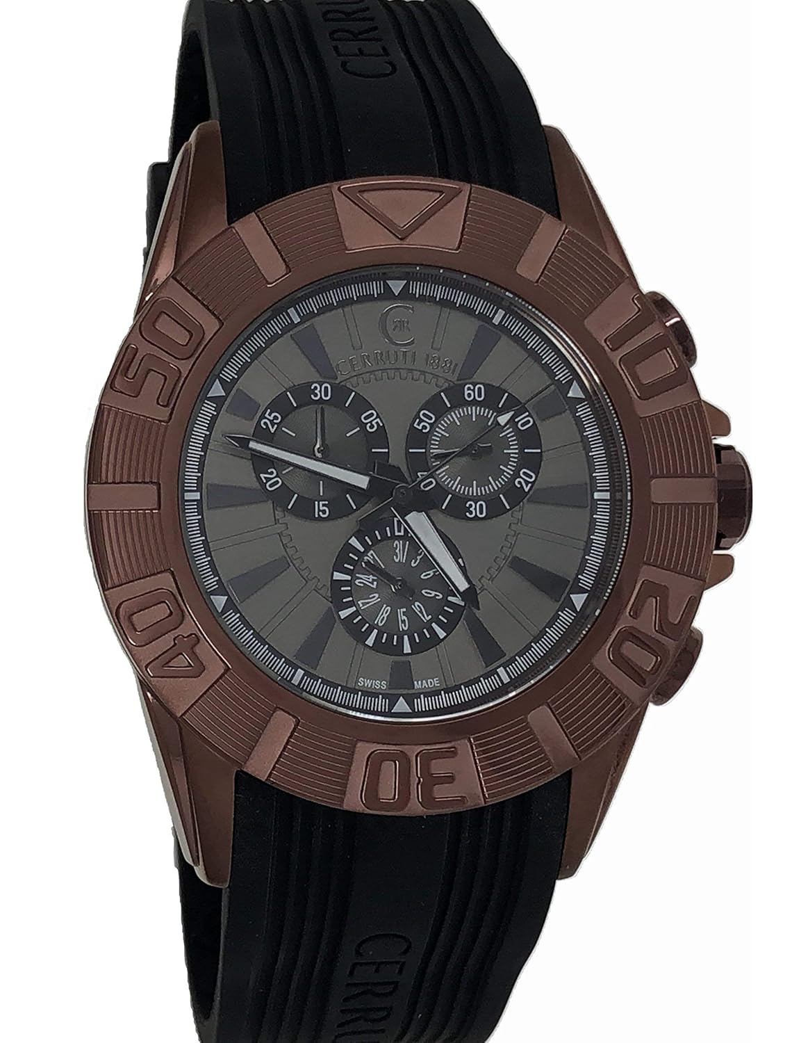cerruti 1881 mens chronograph watch maroon black with rubber