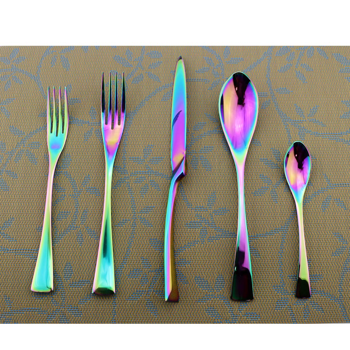 uniturcky 奢华彩虹刀具 18/10 不锈钢彩色餐具套装餐具,优雅,令人