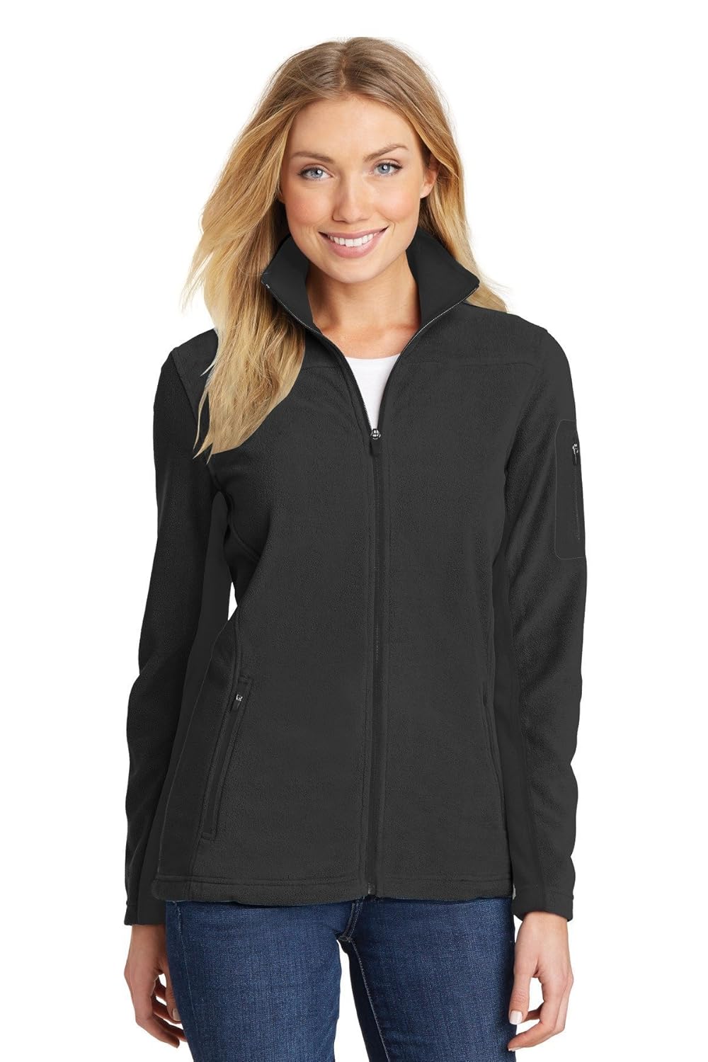 port authority ladies fleece full-zip jacket-black/black-xl