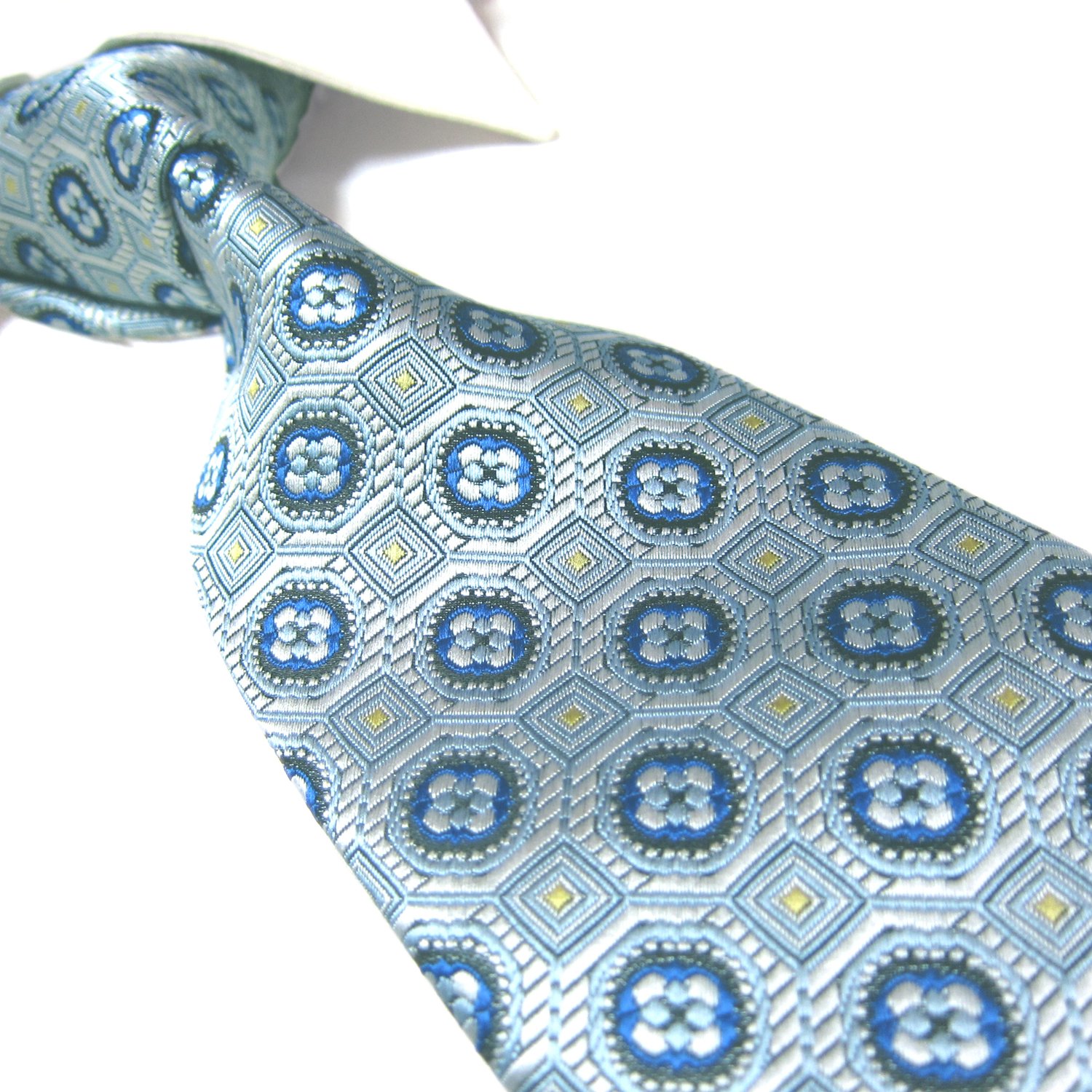 超长时尚领带经典花卉男式针织提花手工领带