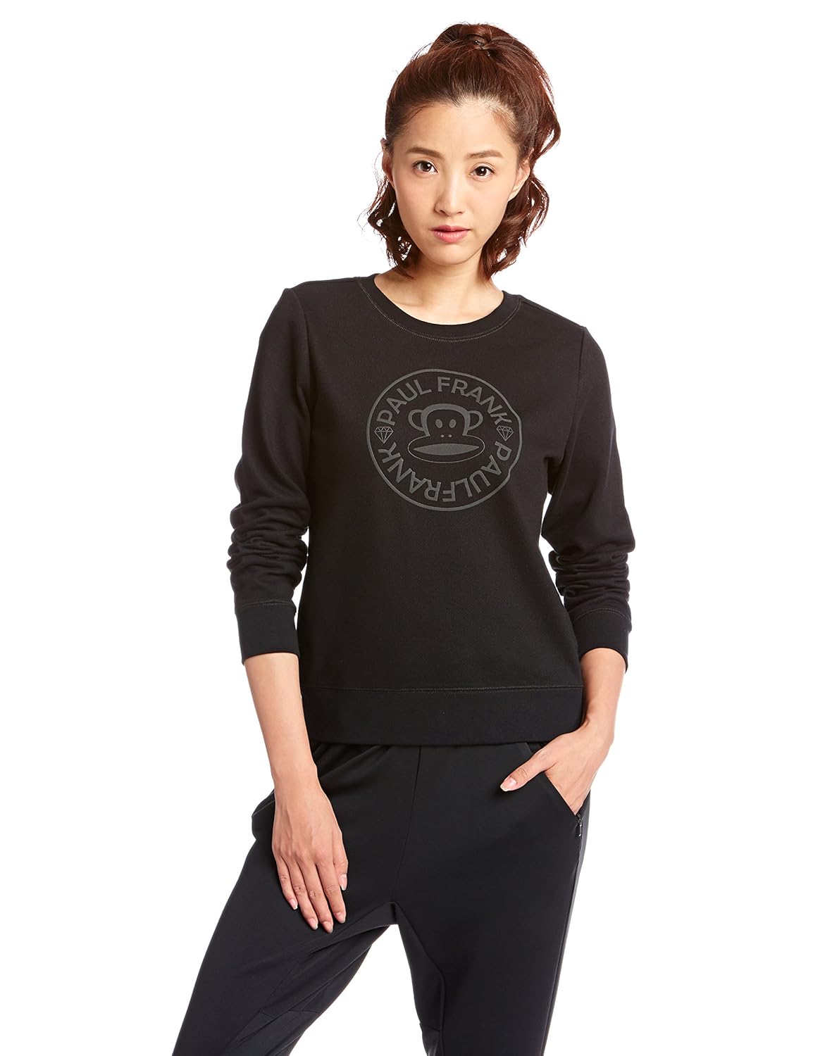 paul frank 大嘴猴 女式 圆领套头卫衣 pfatt163261w 黑色 m