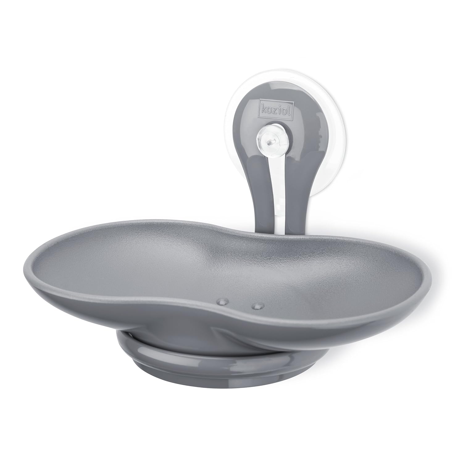 koziol loop 肥皂盒吸盘,塑料,透明 solid cool grey 9 x 14 x 9 cm