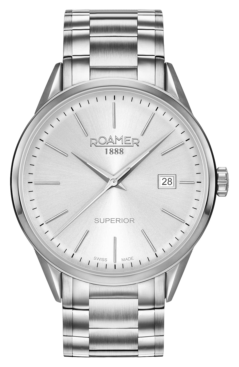 roamer 男式石英手表银色表盘模拟显示和双色不锈钢表链 508833 41 15