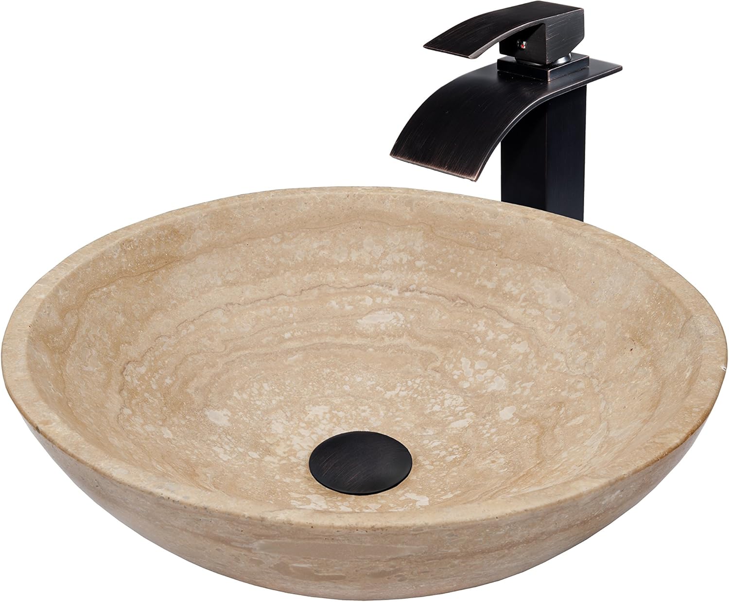 novatto 米色travertine stone 船舶水槽套装,油面青铜色