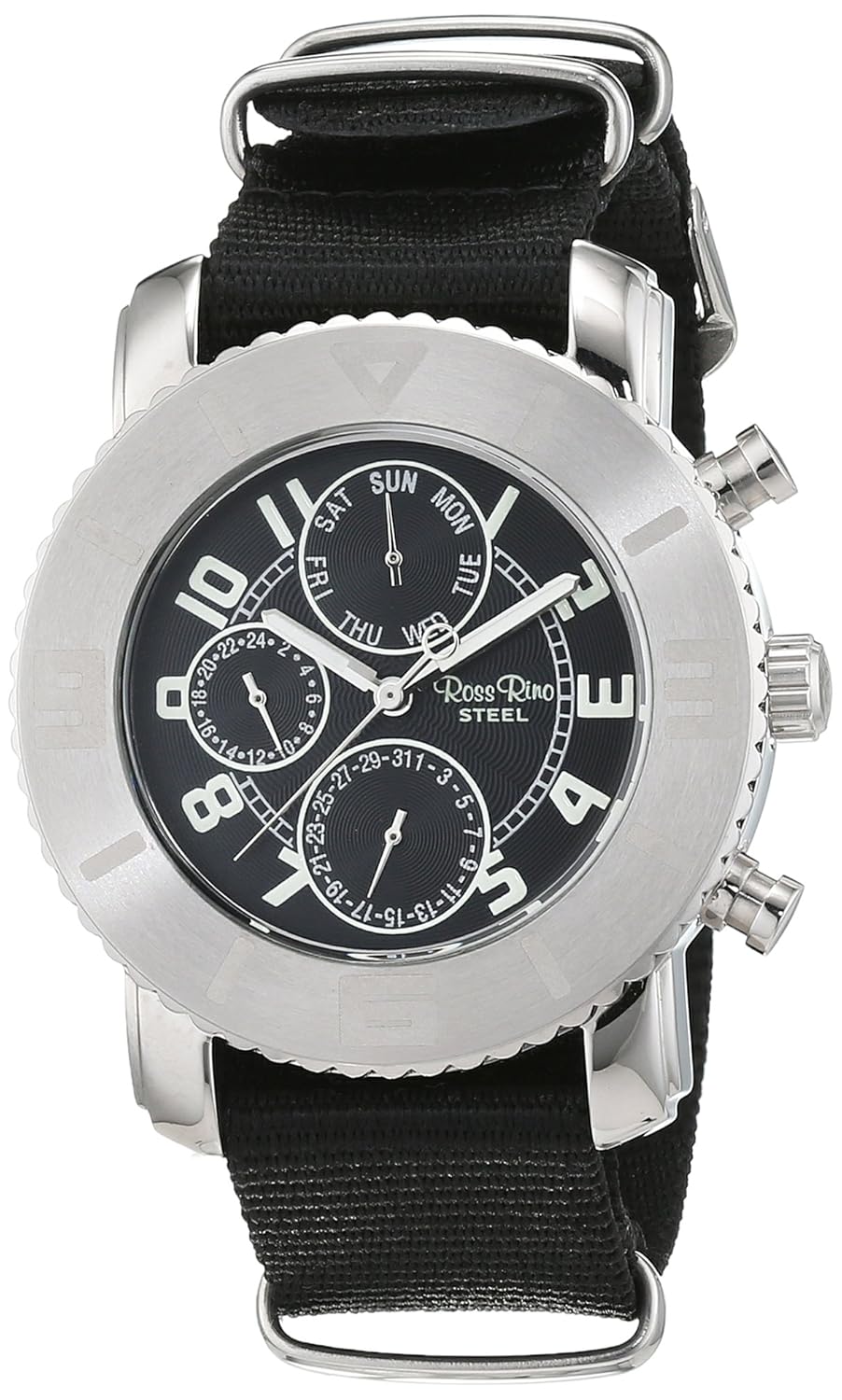 ross rino chamaeleon 中性款石英手表,灰色/黑色表盘模拟显示和黑色