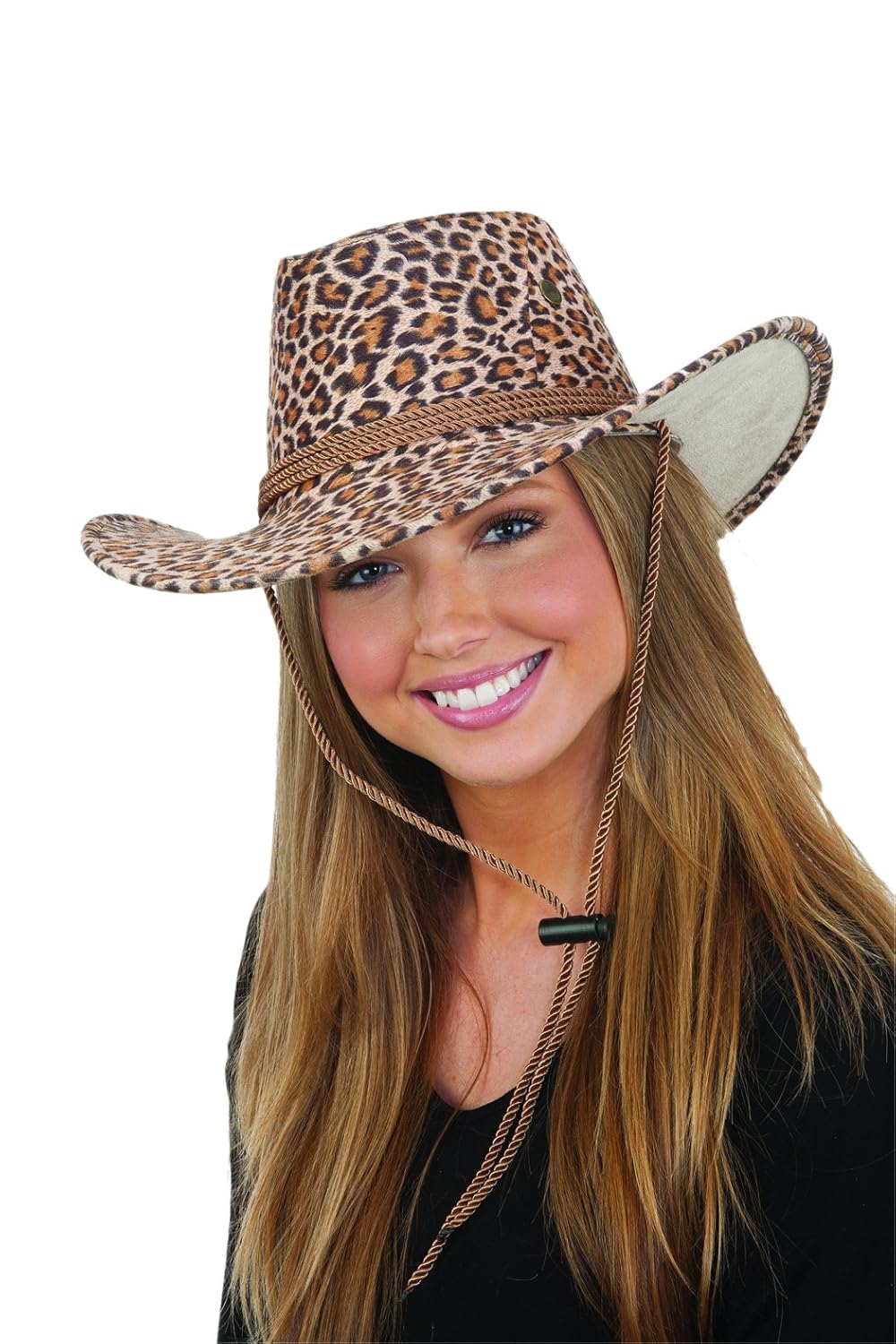 jacobson 吸管牛仔帽 – 豹纹印花 outback with 引体向上 cord