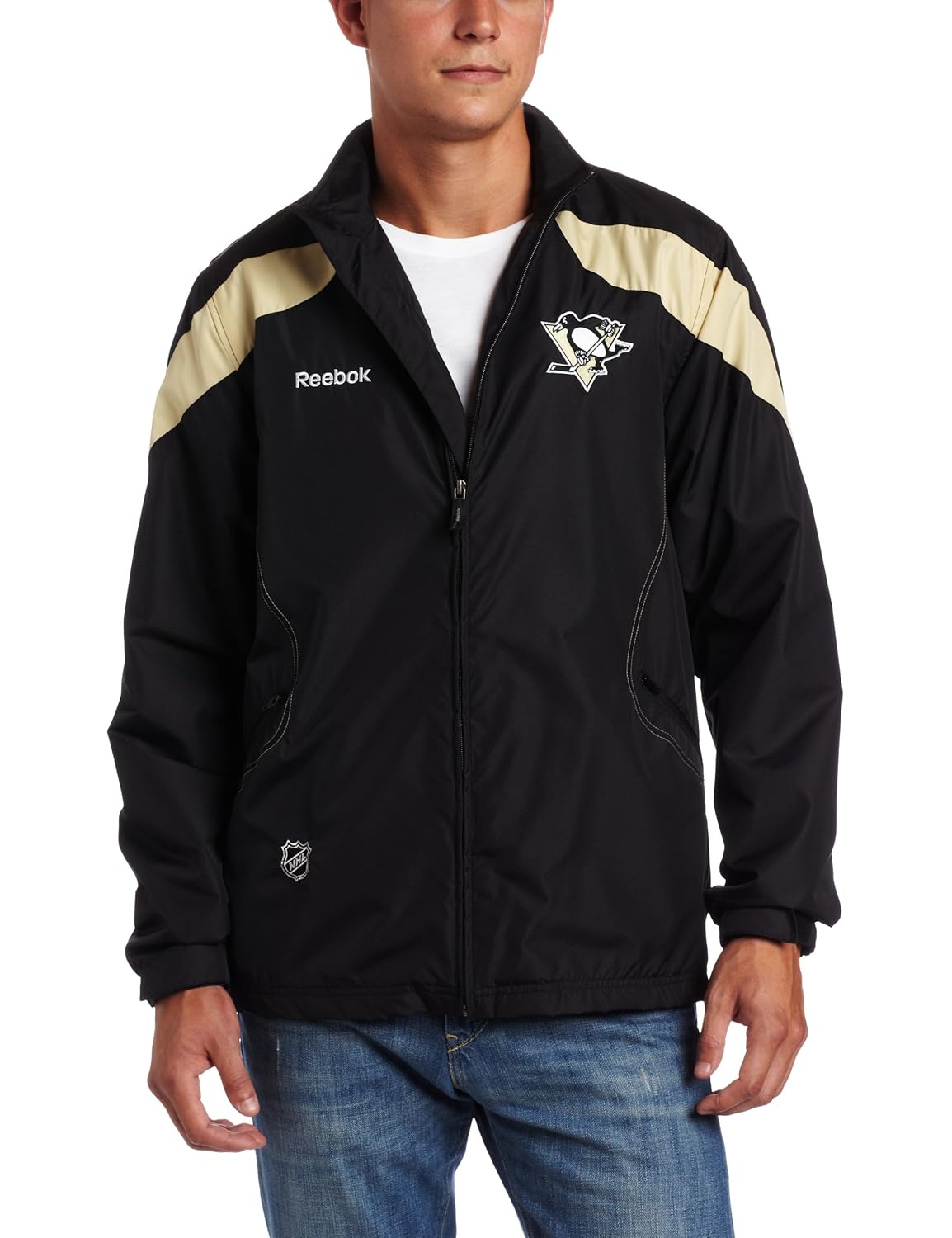 nhl 匹兹堡企鹅中心冰轻质夹克男式 黑色 大