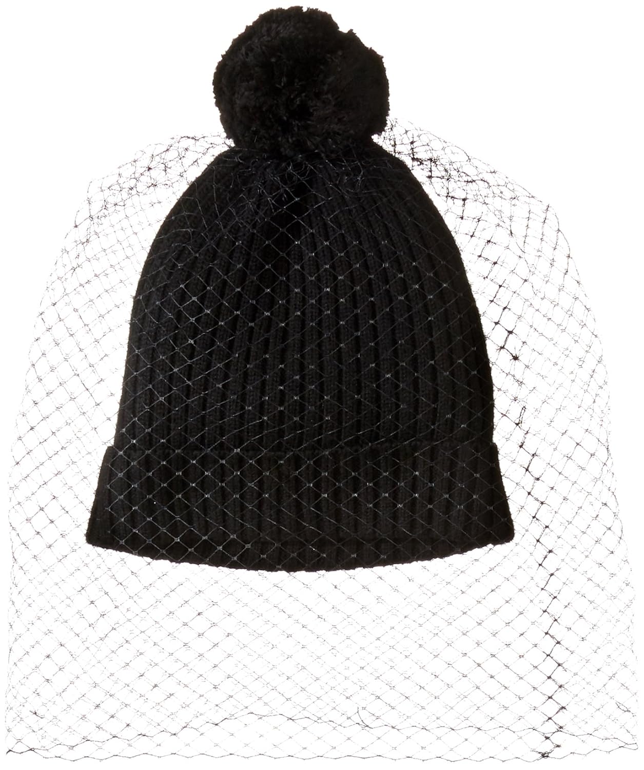 bcbgmaxazria 女式双色人造毛皮 pom 罗纹面纱无檐小便帽