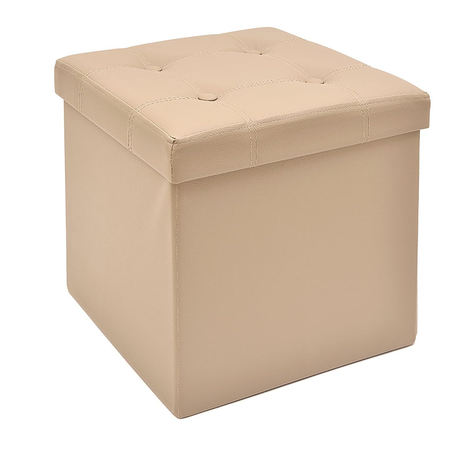 fhe group 挤压折叠储物软垫凳,15 x 15 x 15 英寸,棕色仿皮
