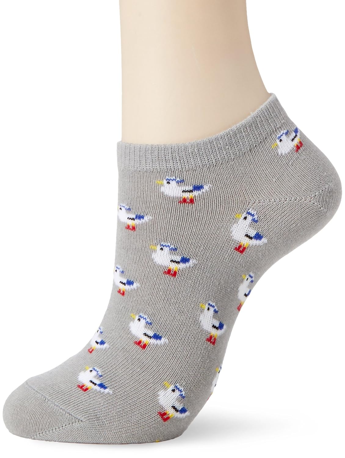 ( クドゥールアン ) coudre un 麻棉海鸥图案运动鞋袜子 灰色 日本 23