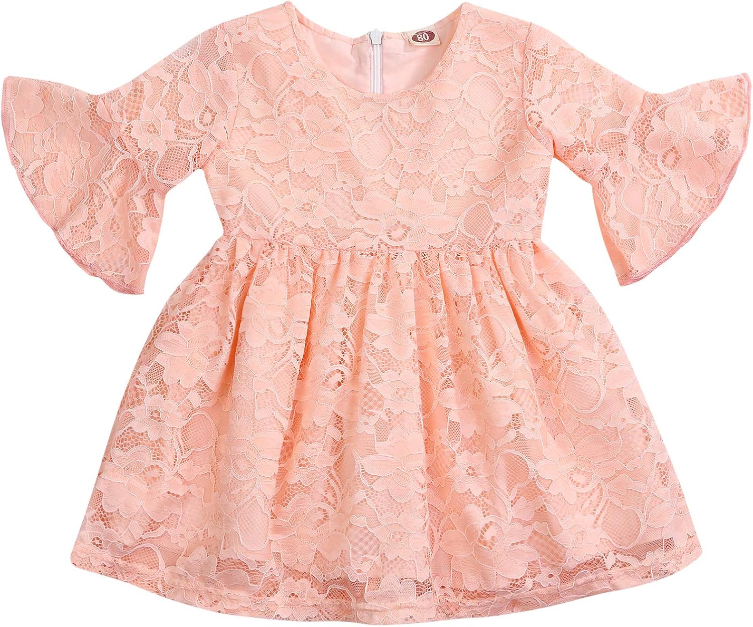 女婴蕾丝连衣裙小公主花蕾丝夏季派对婚礼荷叶边袖连衣裙一件衣服