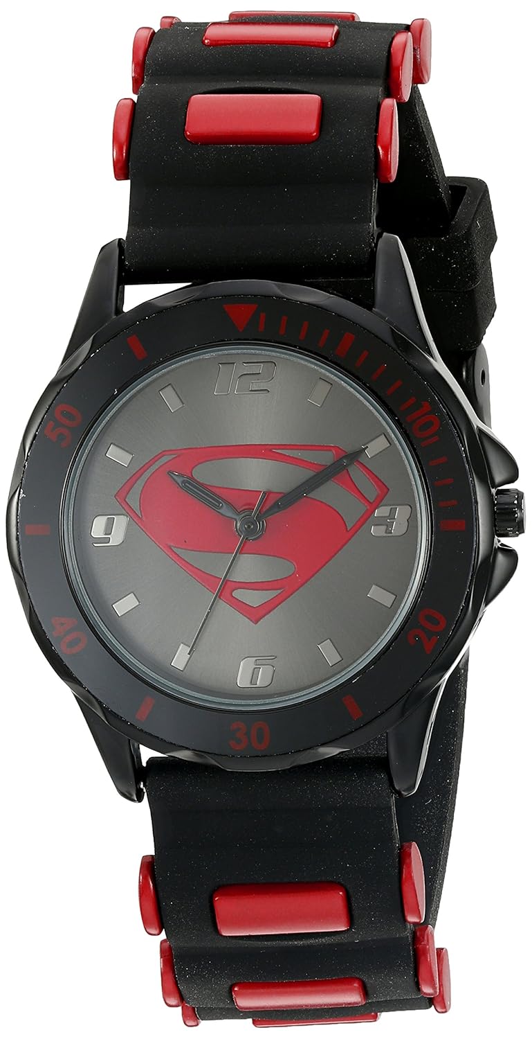 dc comics 男孩款石英金属硅胶休闲手表,颜色:黑色(型号: bvs9018 )