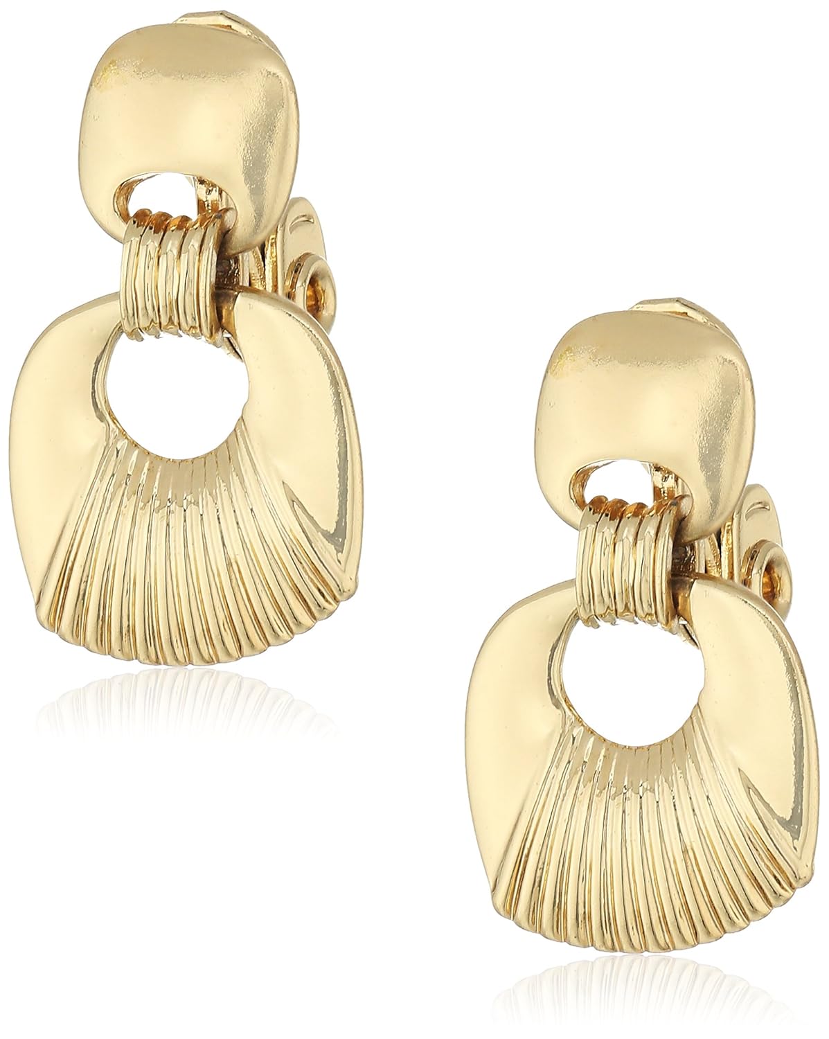 napier 金色纹理双水滴夹式耳环-珠宝首饰-亚马逊中国