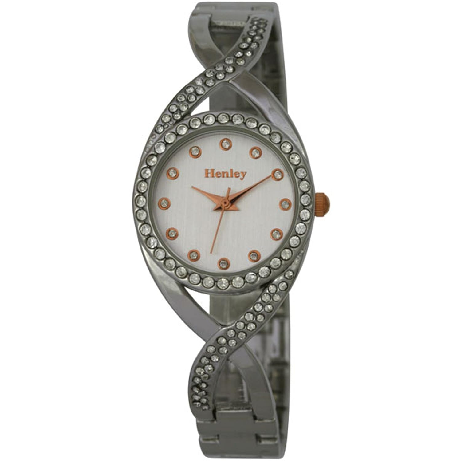 亨利女式 twist 人造钻石*时尚女式石英手表带银色表盘 analogue