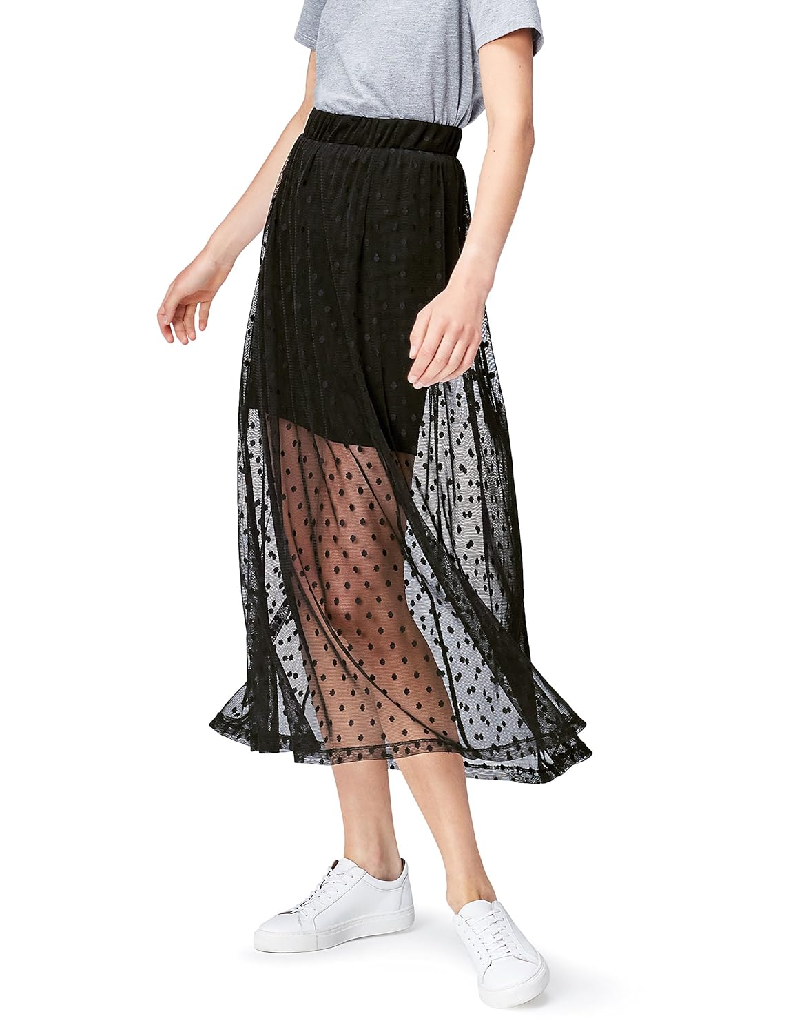 find 女式薄款斑点裙 黑色 14 (manufacturer size: large)