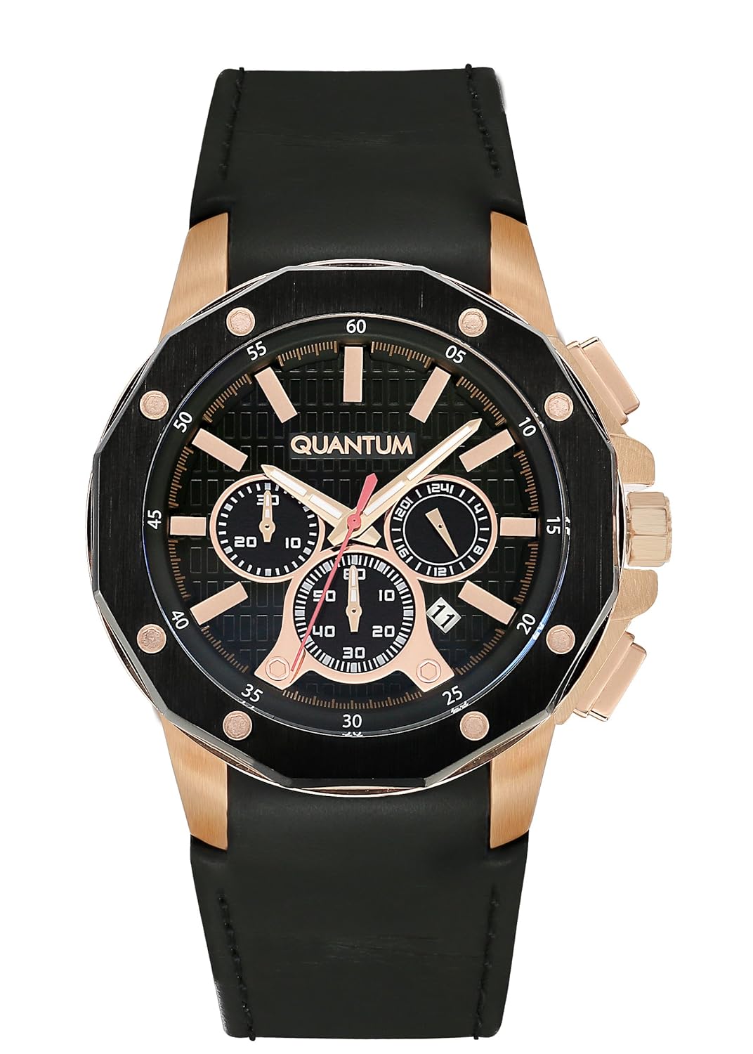 quantum explorer 计时石英男式石英手表,带皮革 exg382.851