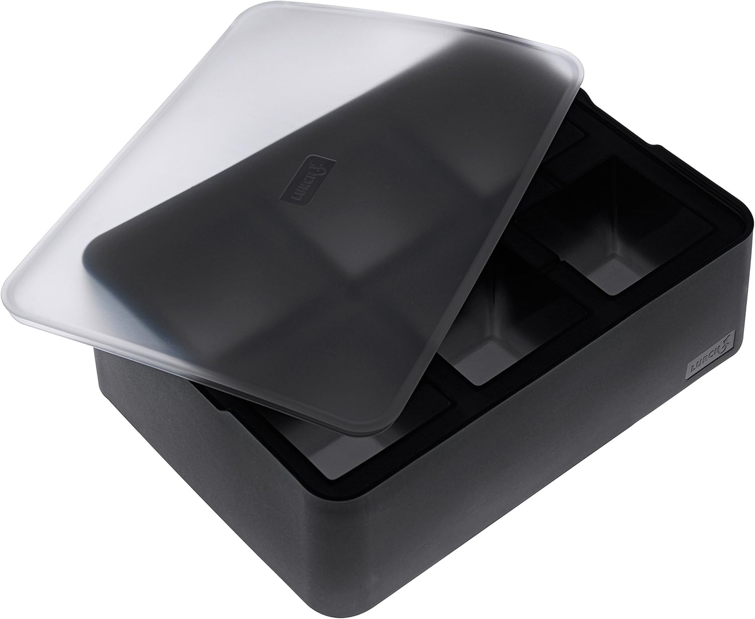 lurch ice former 优质硅胶冰模盘带盖子 6 英寸,5 厘米,黑色,6.