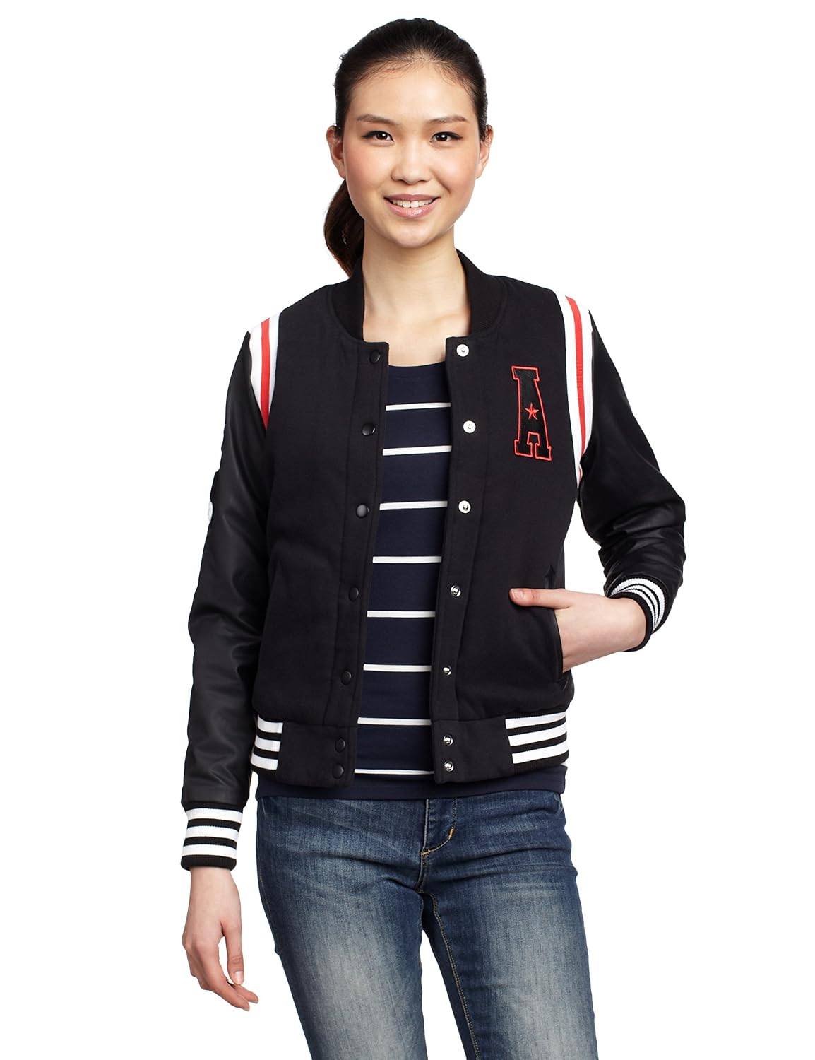 adidas 阿迪达斯 女式 运动夹克 s2663 黑/黑 170/92-服饰箱包-亚马逊