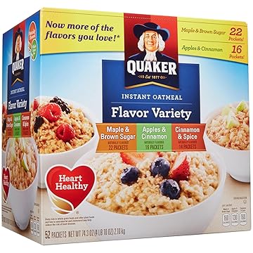 【美国亚马逊】 quaker instant oatmeal variety, 52 ct