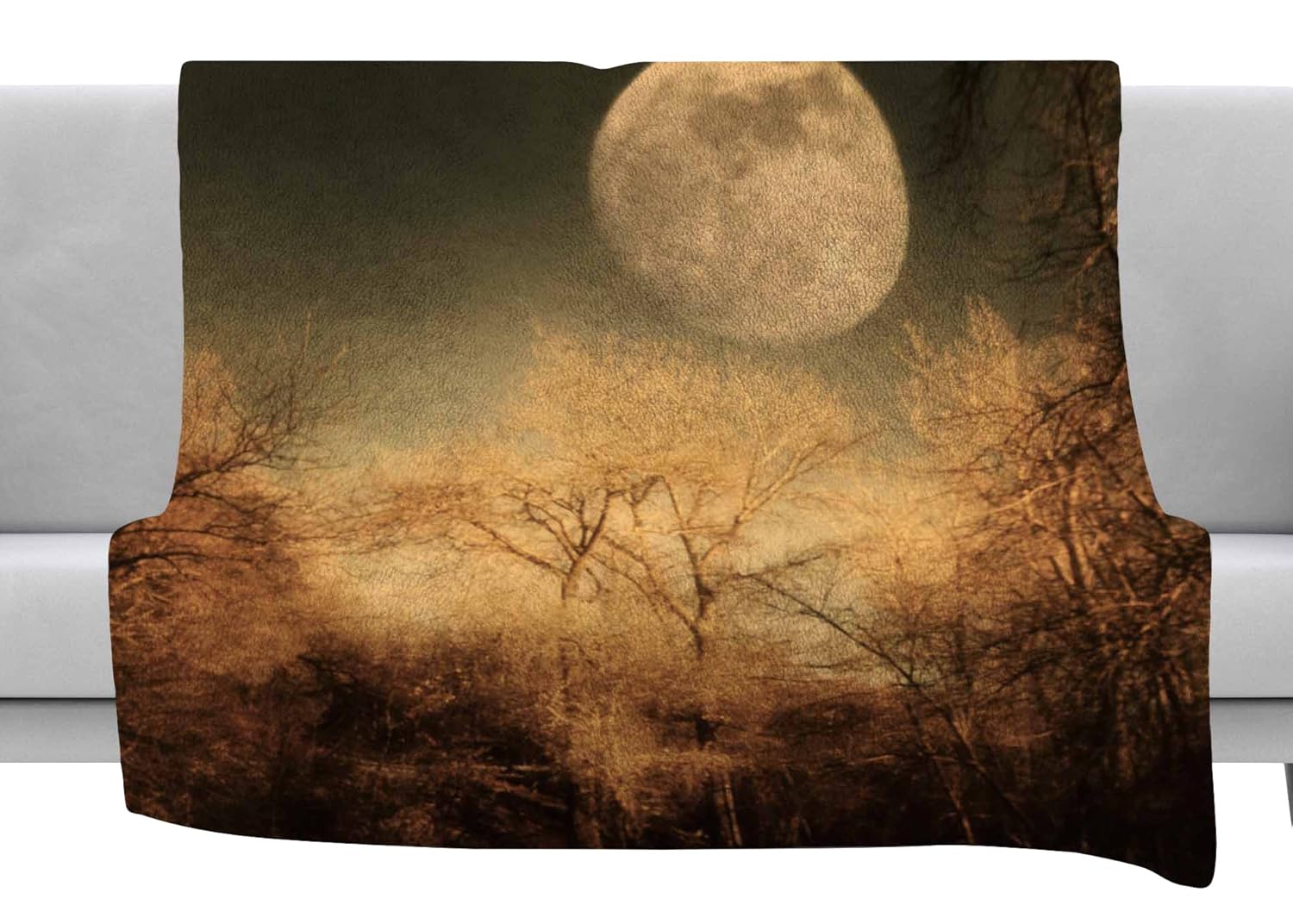 kess inhouse sylvia coomes 全月亮棕色自然羊毛抱毯,80" x 60"